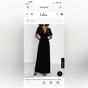 Lulu's Elegant Black Velvet Maxi Dress
